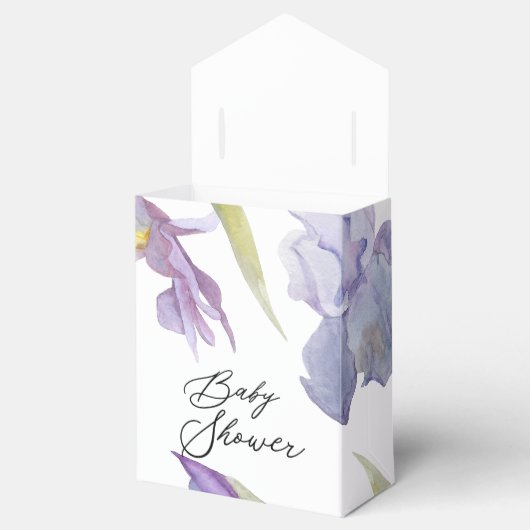 Waterverf Iris Floral Spring Garden Baby shower Bedankdoosjes (Geopend)