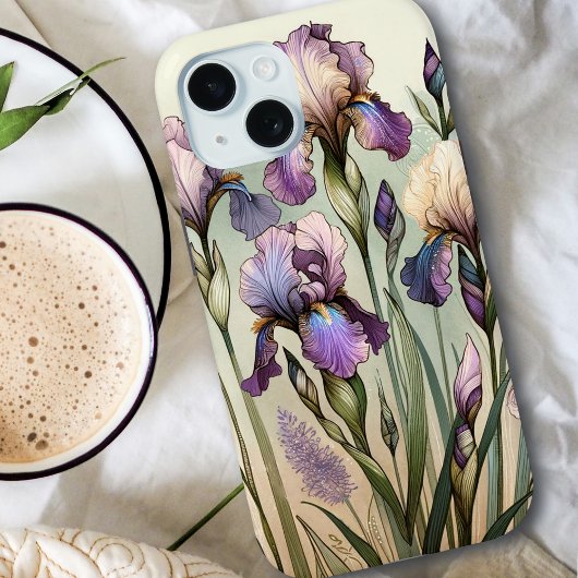 Waterverf Iris Geboortebloem voor februari Case-Mate iPhone Case