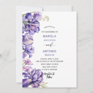 Waterverf Iris Lila Bloemen Waterverf bruiloft Kaart
