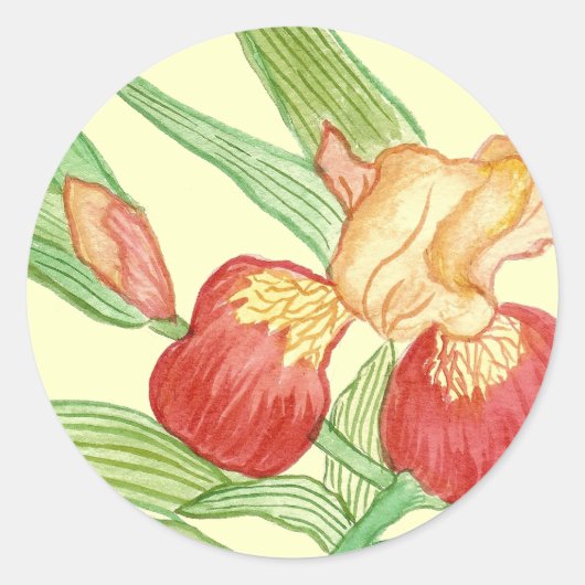 Waterverf iris ronde sticker (Voorkant)