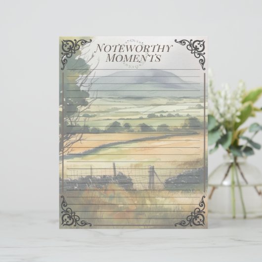 Waterverf Irish Countryside Looseleaf Note Sheet (Staand voorkant)