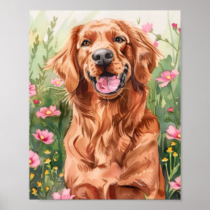 Waterverf Irish Setter Dog Wall Art Poster