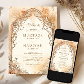  Waterverf islamitische boog moslim bruiloft Kaart