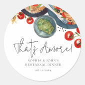 Waterverf Italiaans eten Dat is Liefde Geschenken Ronde Sticker (Voorkant)