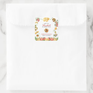 Waterverf Italiaans eten Meatball Baby Shower Vierkante Sticker