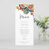 Waterverf Italiaans eten pasta diner Menu (Staand voorkant)
