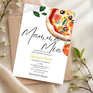 Waterverf Italiaans Mamma Mia! Pizza Baby shower Kaart