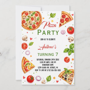 Waterverf Italiaans Pizza Feest Verjaardag Kaart