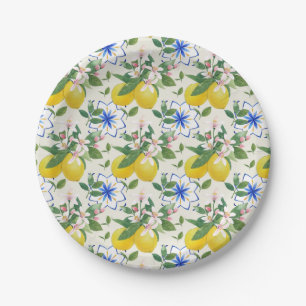 Waterverf Italiaanse Tegel citroenpatroon Papieren Bordje