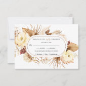 Waterverf Ivoor Bloemen Pampas Gras Verjaardag RSVP Kaartje (Voorkant)