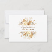 Waterverf Ivoor Bloemen Pampas Gras Verjaardag RSVP Kaartje (Achterkant)