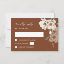 Waterverf ivoor terracotta bloem RSVP kaart