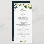 waterverf ivoor wit bloemenbruiloft menu (Voorkant / Achterkant)