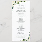 Waterverf ivoor wit bloemenbruiloft programma (Achterkant)