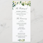 Waterverf ivoor wit bloemenbruiloft programma (Voorkant)