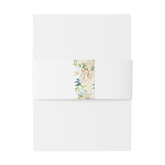 Waterverf Ivoor Wit Goud Bloemen Bruiloft Uitnodigingen Wikkel (Achterkant Voorbeeld)