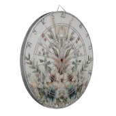 Waterverf Ivoorblauw Bloemen Dartboard Dartbord (Voorkant Links)