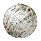 Waterverf Ivoorblauw Bloemen Dartboard Dartbord (Voorkant)