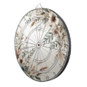 Waterverf Ivoorblauw Bloemen Dartboard Dartbord (Voorkant Rechts)