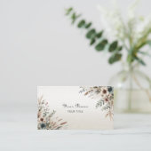 Waterverf Ivory Blue Flowers Visitekaartje (Staand voorkant)