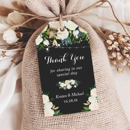 Waterverf Ivory Floral Wedding Favor Hartelijk dan Cadeaulabel