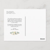Waterverf Ivory Peonies Gold Weddenschap Hartelijk Briefkaart (Achterkant)