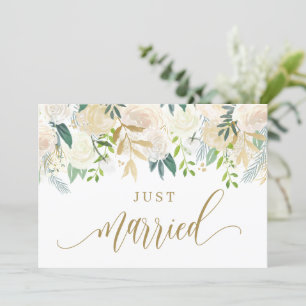 Waterverf Ivory Peony en Roos Gehuwd Aankondiging