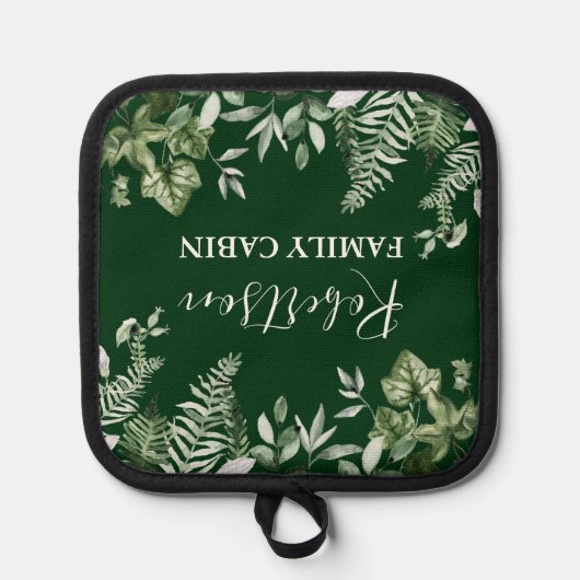 Waterverf Ivy Ferns Sage Family Cabin Green Pannenlap (Voorkant)