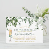 Waterverf Ivy Varen Sage Groen Goud Bridal Brunch Kaart (Staand voorkant)