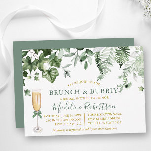 Waterverf Ivy Varen Sage Groen Goud Bridal Brunch Kaart