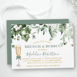 Waterverf Ivy Varen Sage Groen Goud Bridal Brunch Kaart