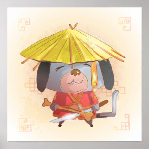 Waterverf jaar van de hond, Samurai Poster