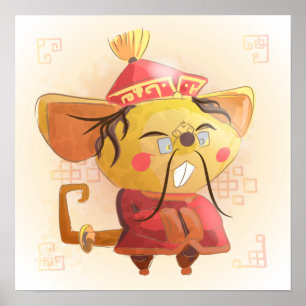 Waterverf Jaar van de Rat, Scholar Poster