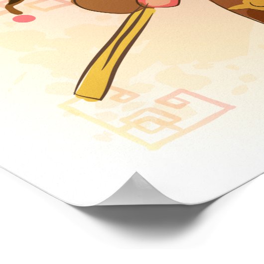 Waterverf Jaar van de Varkens, Samurai Poster (Hoek)