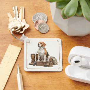 Waterverf jachthond in vintage stijl sleutelhanger