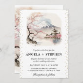 Waterverf Japans Fuji en Pagode Schilderachtig bru Kaart (Voorkant / Achterkant)