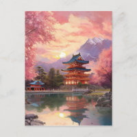 Waterverf Japans Landschap Achtergrond