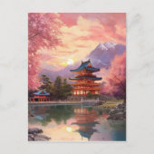 Waterverf Japans Landschap Achtergrond Briefkaart (Voorkant)