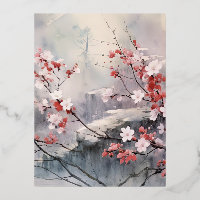 Waterverf Japans Landschap Achtergrond