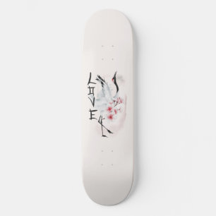 Waterverf Japanse Sakura Blossom Love Crane Skateboard