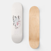 Waterverf Japanse Sakura Blossom Love Crane Skateboard (Voorkant)