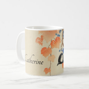 Waterverf Japanse vogelafdrukken Koffiemok