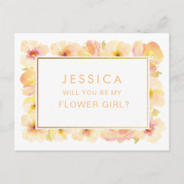 Waterverf Je wordt mijn Bloemenmeisje-aanvraag Briefkaart