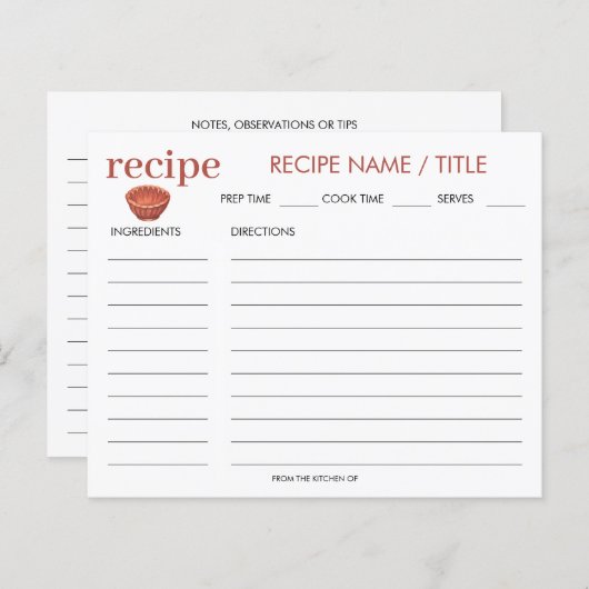 Waterverf Jelly Mold Recipe Kaart (Voorkant / Achterkant)