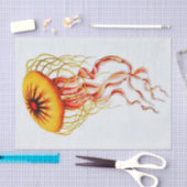 Waterverf Jellyfish tegen witte achtergrond Tissuepapier (Craft)