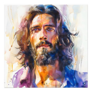 Waterverf Jesus Christ Foto Afdruk