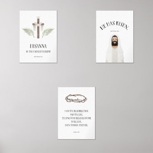 waterverf Jezus heeft opgestaan set van 3 poster (Voorkant)