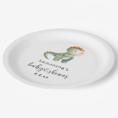 Waterverf jongen dinosaurus baby shower papieren bordje (Gekanteld)