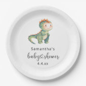 Waterverf jongen dinosaurus baby shower papieren bordje (Voorkant)
