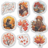 Waterverf Journal Herfst meisje plakboek briefpapi Sticker (Voorkant)